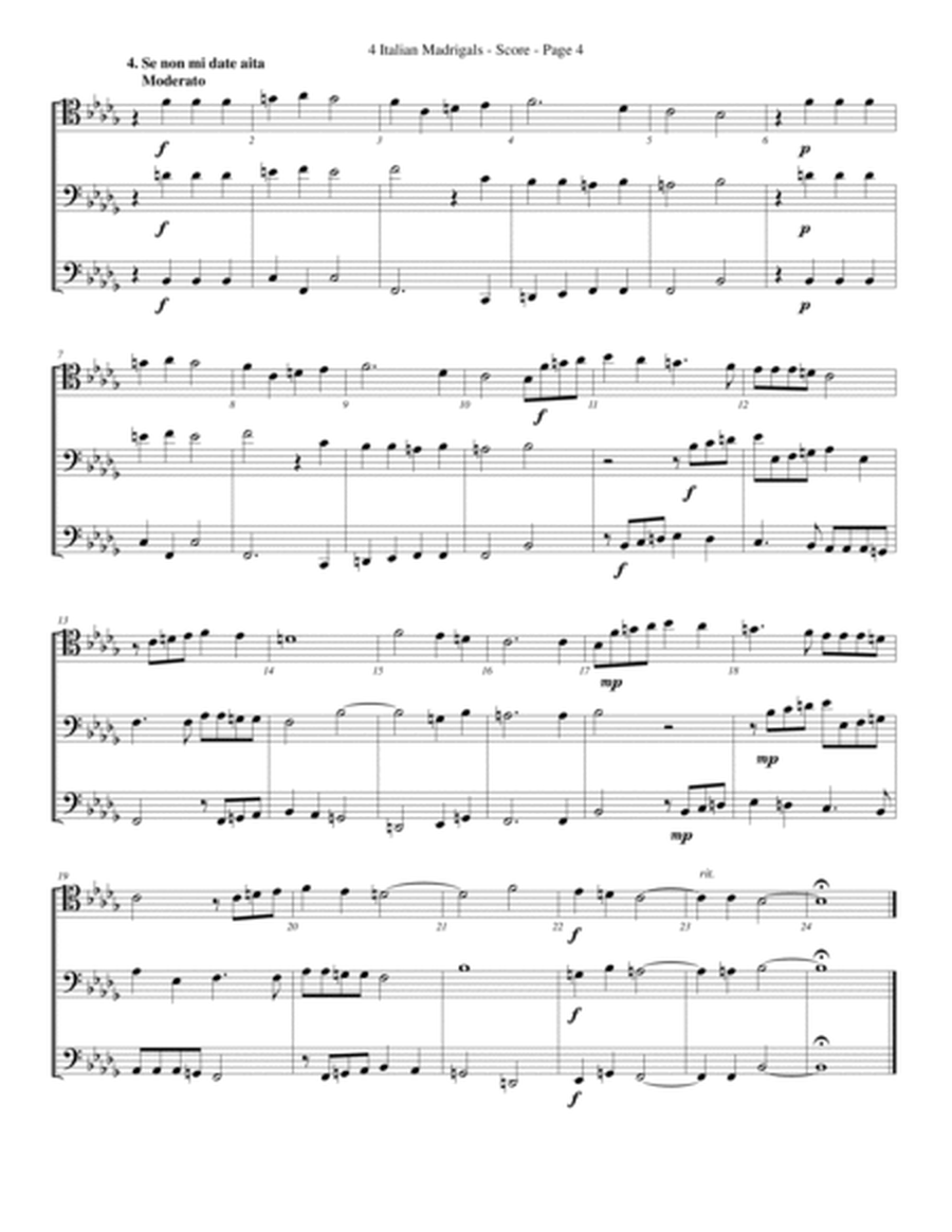 4 Italian Madrigals for Trombone or Low Brass Trio image number null