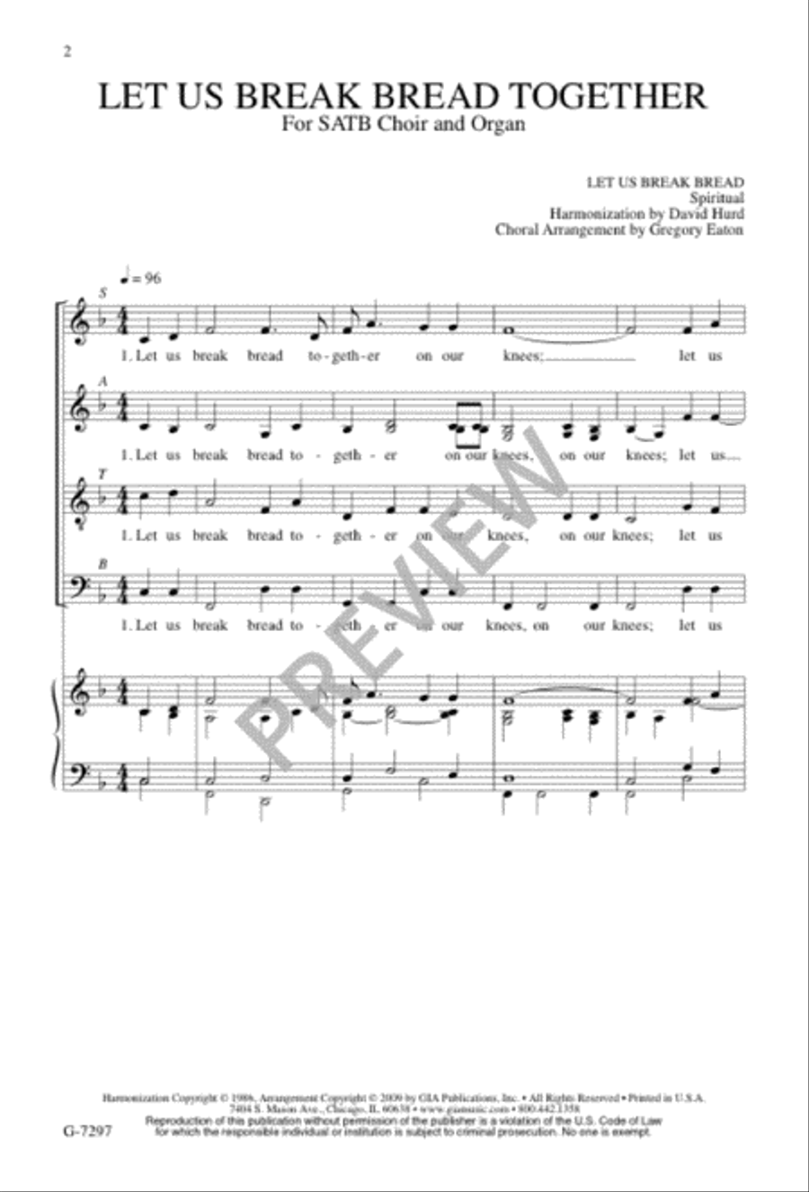 Let Us Break Bread Together 4-Part scores gallery preview page 2