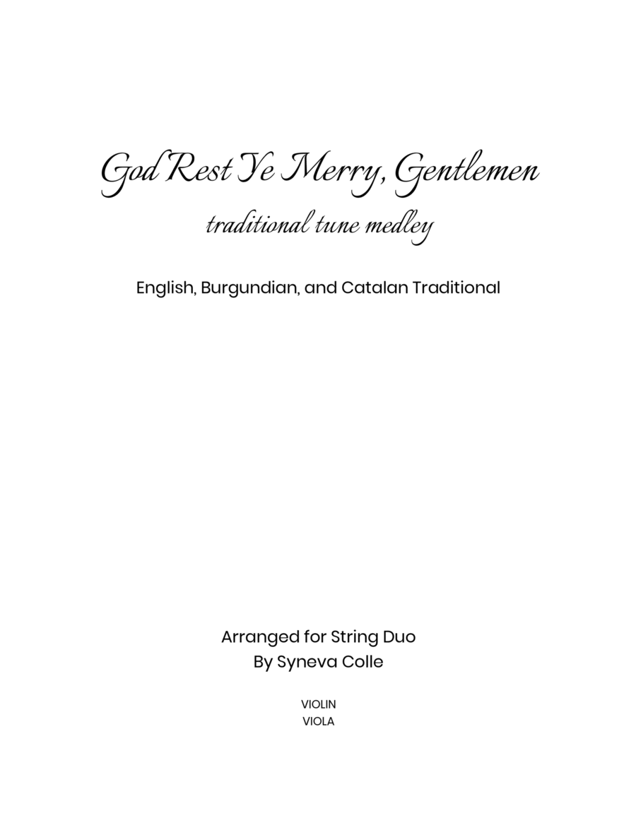 God Rest Ye Merry Gentlemen Medley God Rest Ye Merry Gentlemen Medley String Duet scores gallery preview page 1