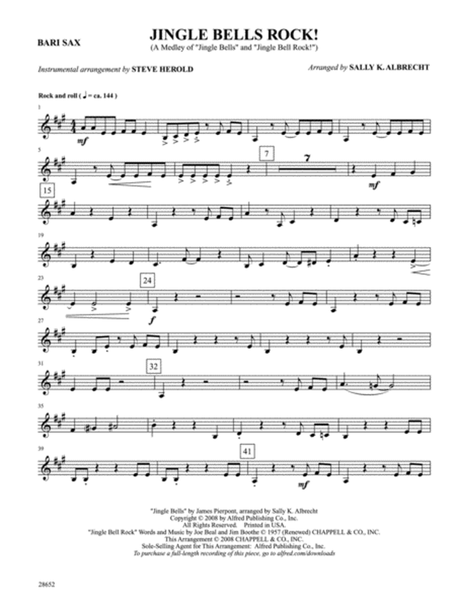 Jingle Bells Rock! (A Medley): E-flat Baritone Saxophone