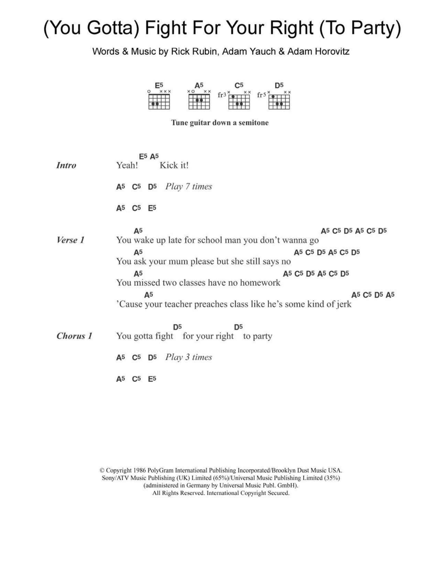 Fight For Your Right (To Party) Acoustic Guitar scores gallery preview page 1