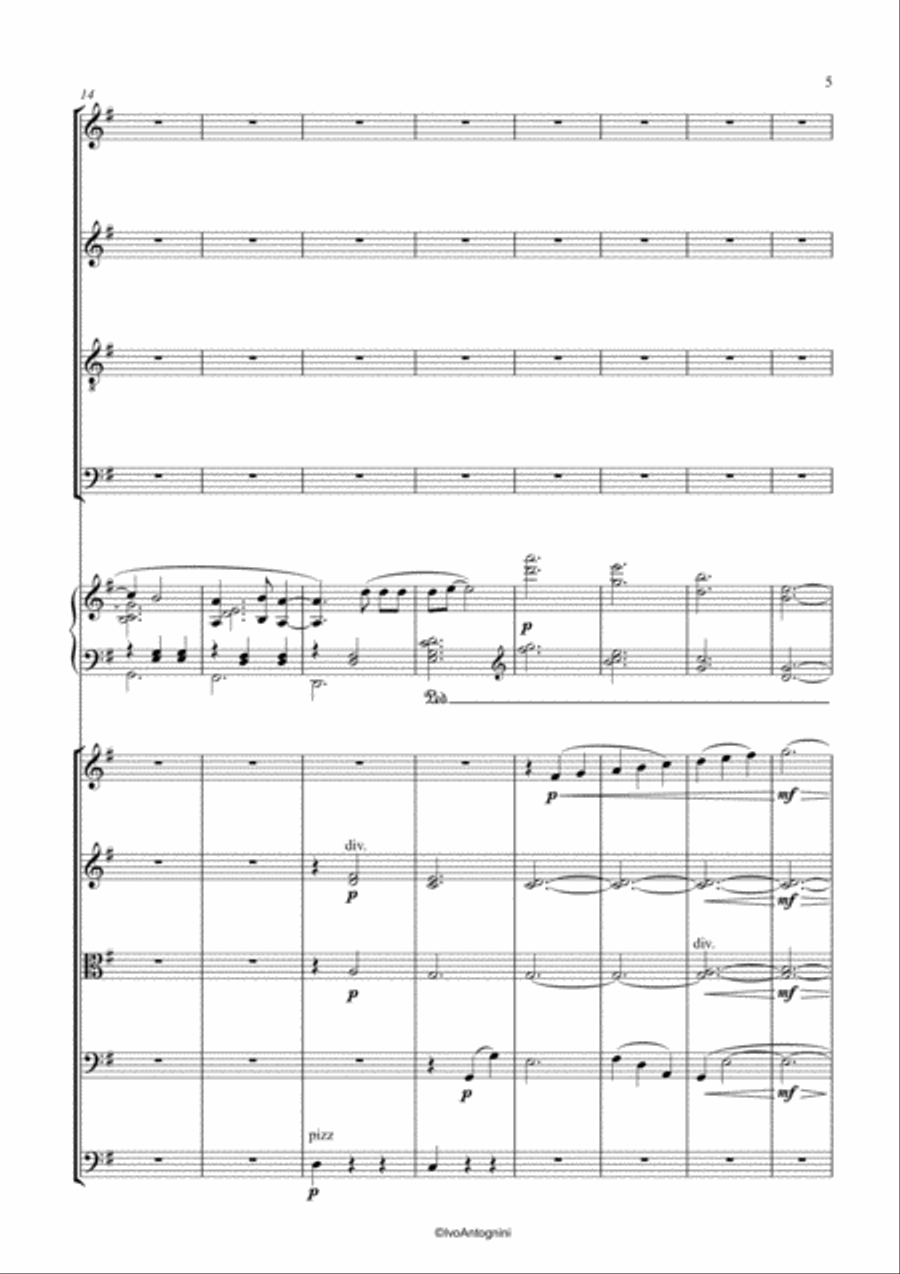 Canticle of the Sun (choir SATB + String Orch. + piano score : 42 pages) 4-Part scores gallery preview page 5
