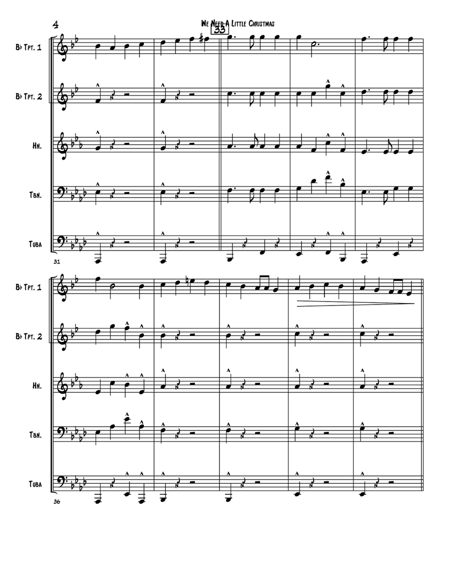 We Need A Little Christmas Brass Quintet scores gallery preview page 4