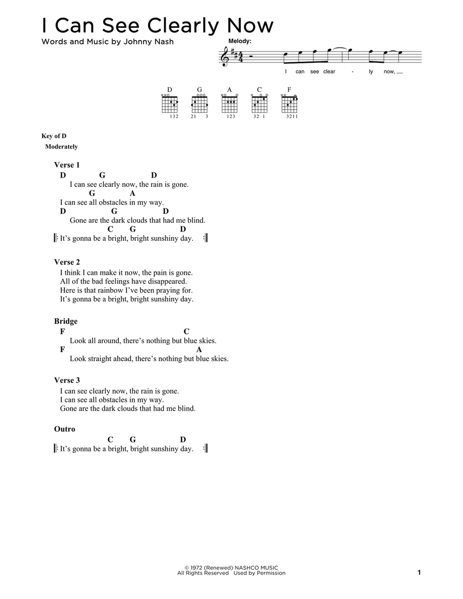 I Can See Clearly Now Acoustic Guitar scores gallery preview page 1