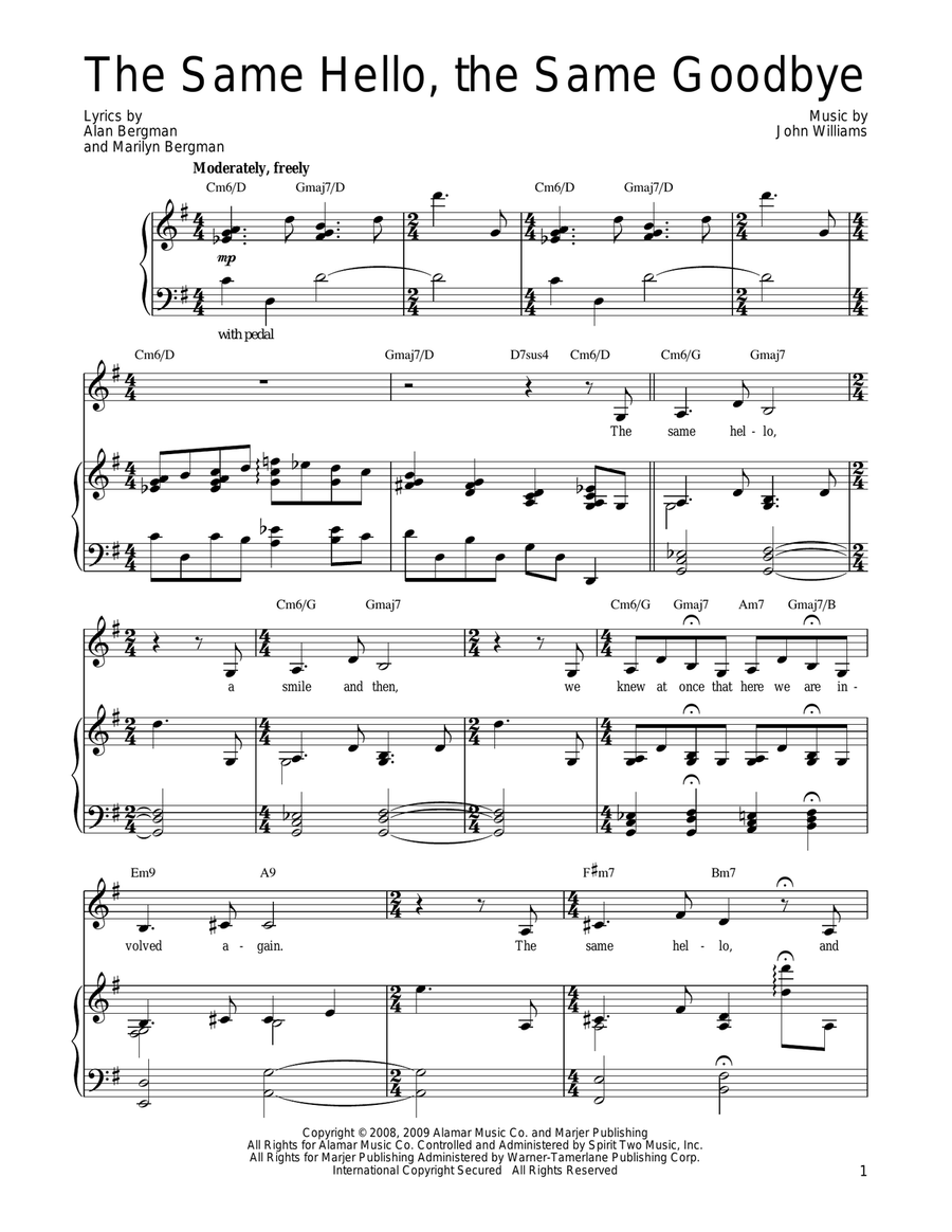 The Same Hello, The Same Goodbye Piano, Vocal, Guitar scores gallery preview page 1
