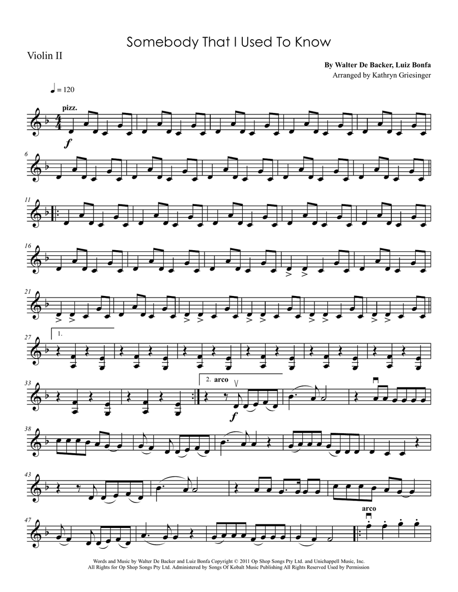 Somebody That I Used To Know String Quartet scores gallery preview page 3