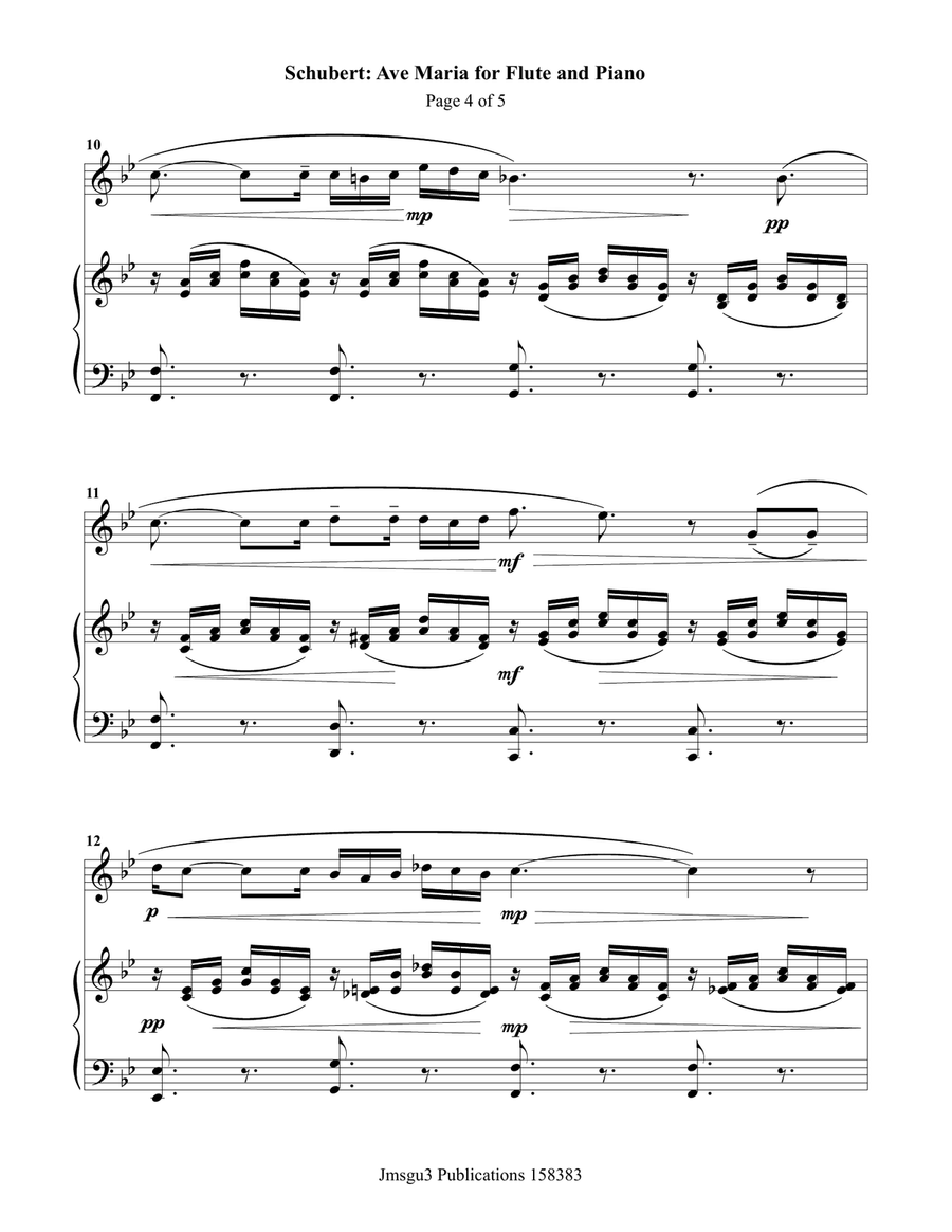 Schubert: Ave Maria for Flute & Piano Flute Solo scores gallery preview page 4