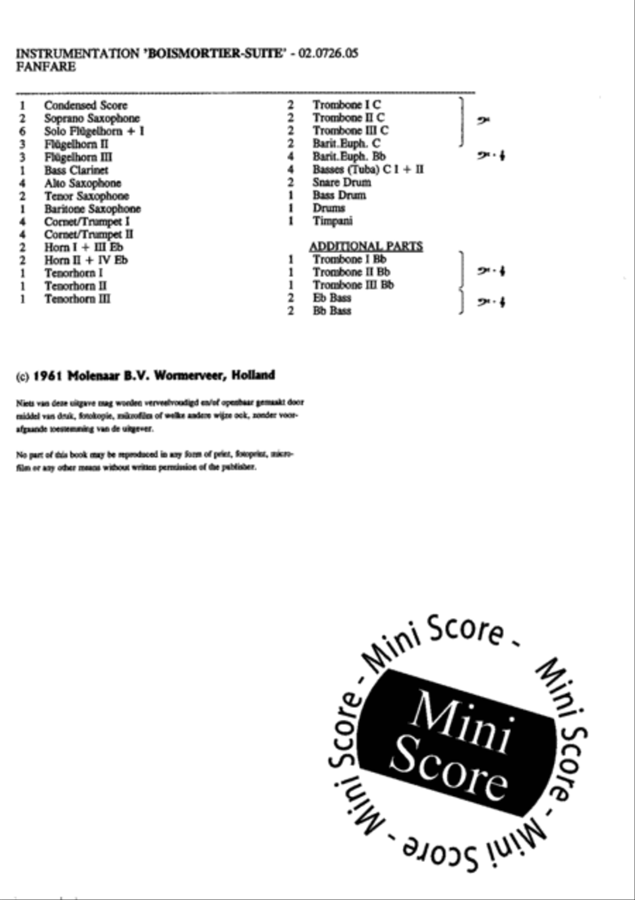 Boismortier Suite Fanfare Band scores gallery preview page 4