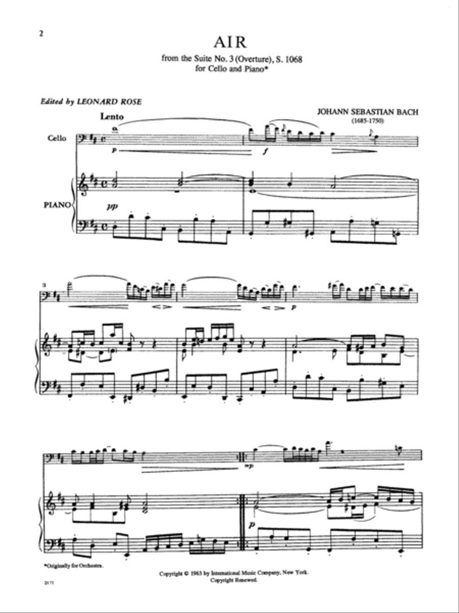 Air From Suite No. 3 In D Major Piano Accompaniment scores gallery preview page 2