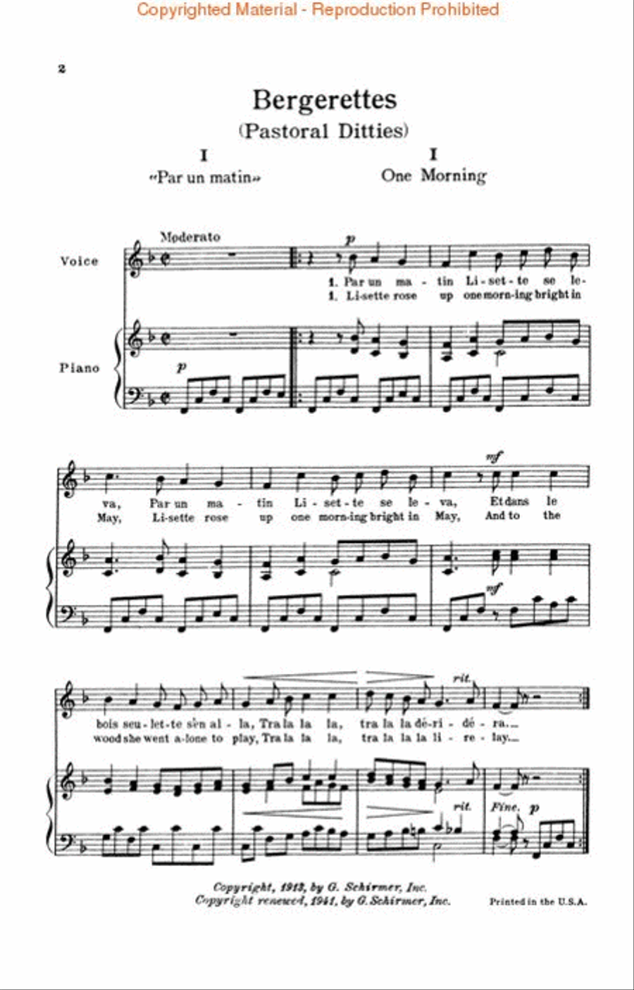 Bergerettes – Pastoral Ditties Voice scores gallery preview page 2