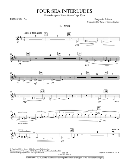 Four Sea Interludes (from the opera "Peter Grimes") - Euphonium in Treble Clef