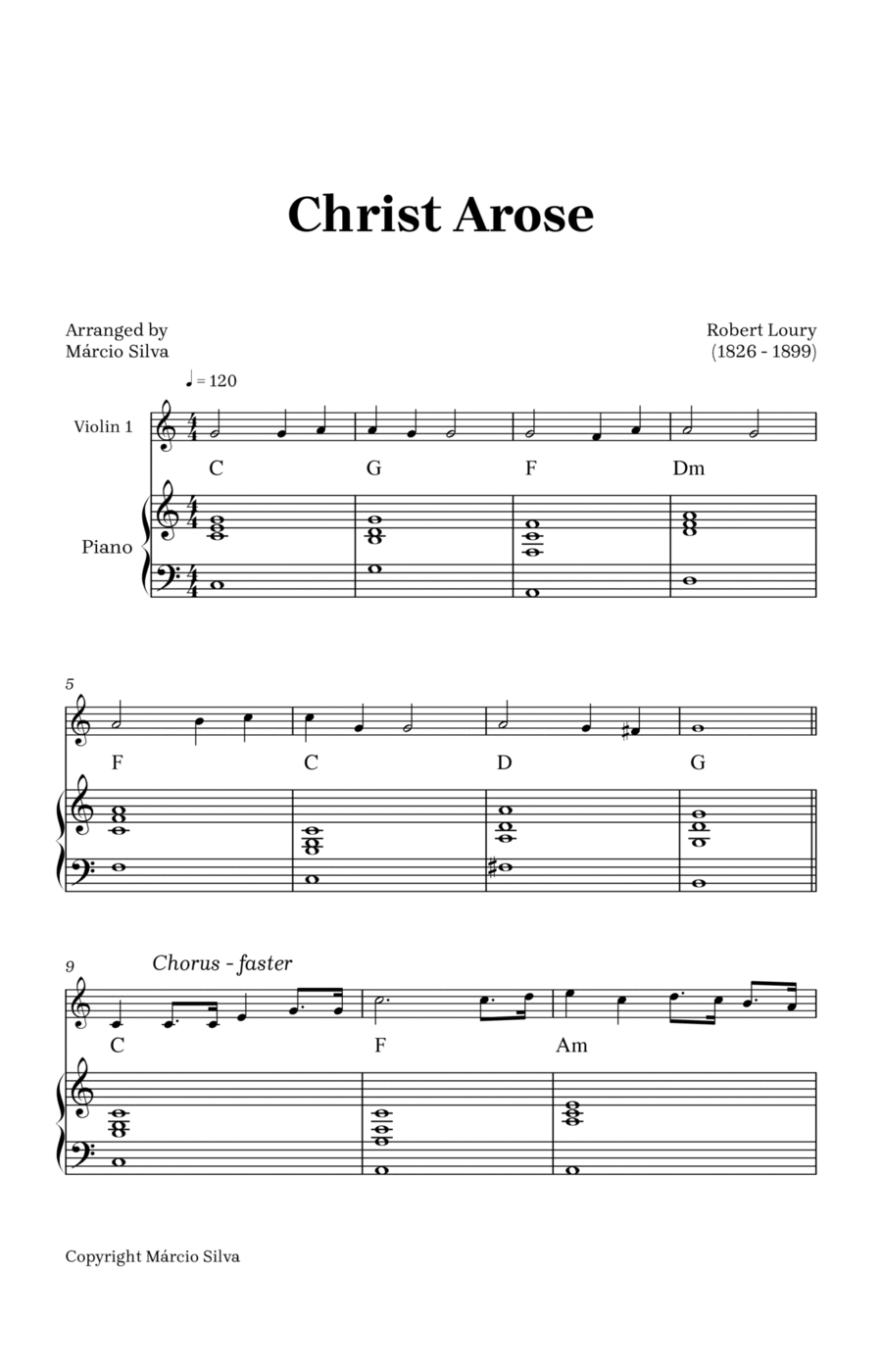 Christ Arose Violin Solo scores gallery preview page 1