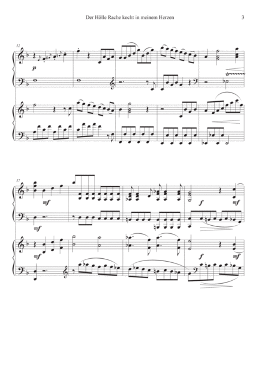 Der Hölle Rache kocht in meinem Herzen Piano scores gallery preview page 3