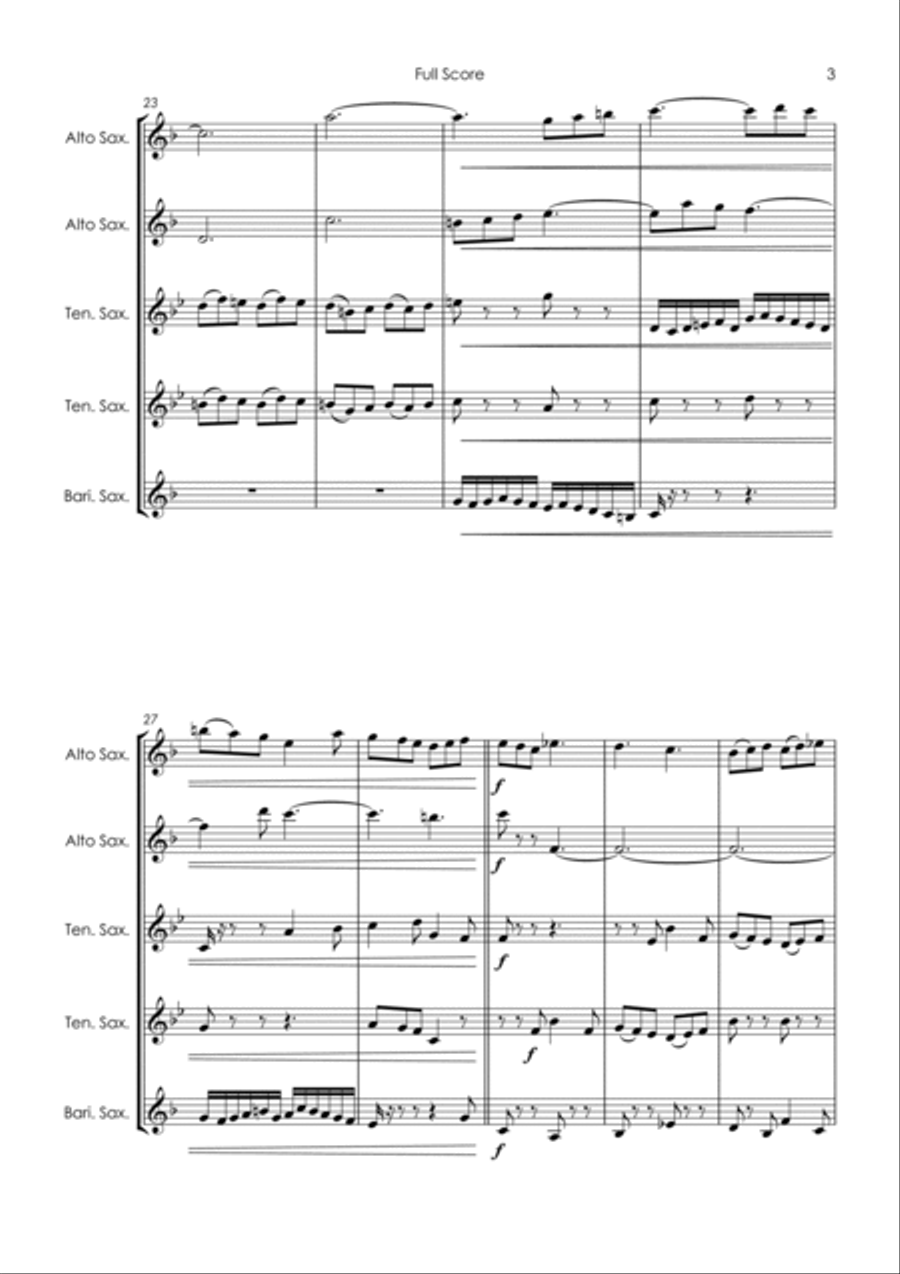 Brandenburg Concerto No.5, 3rd movement - sax quintet Saxophone Quintet scores gallery preview page 5