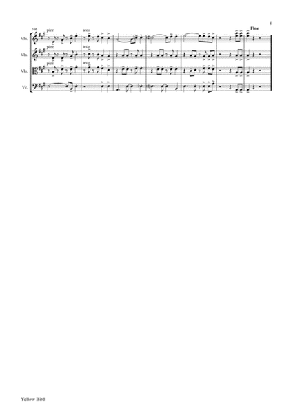 Yellow Bird - Haitian Folk Song - Calypso - String Quartet image number null