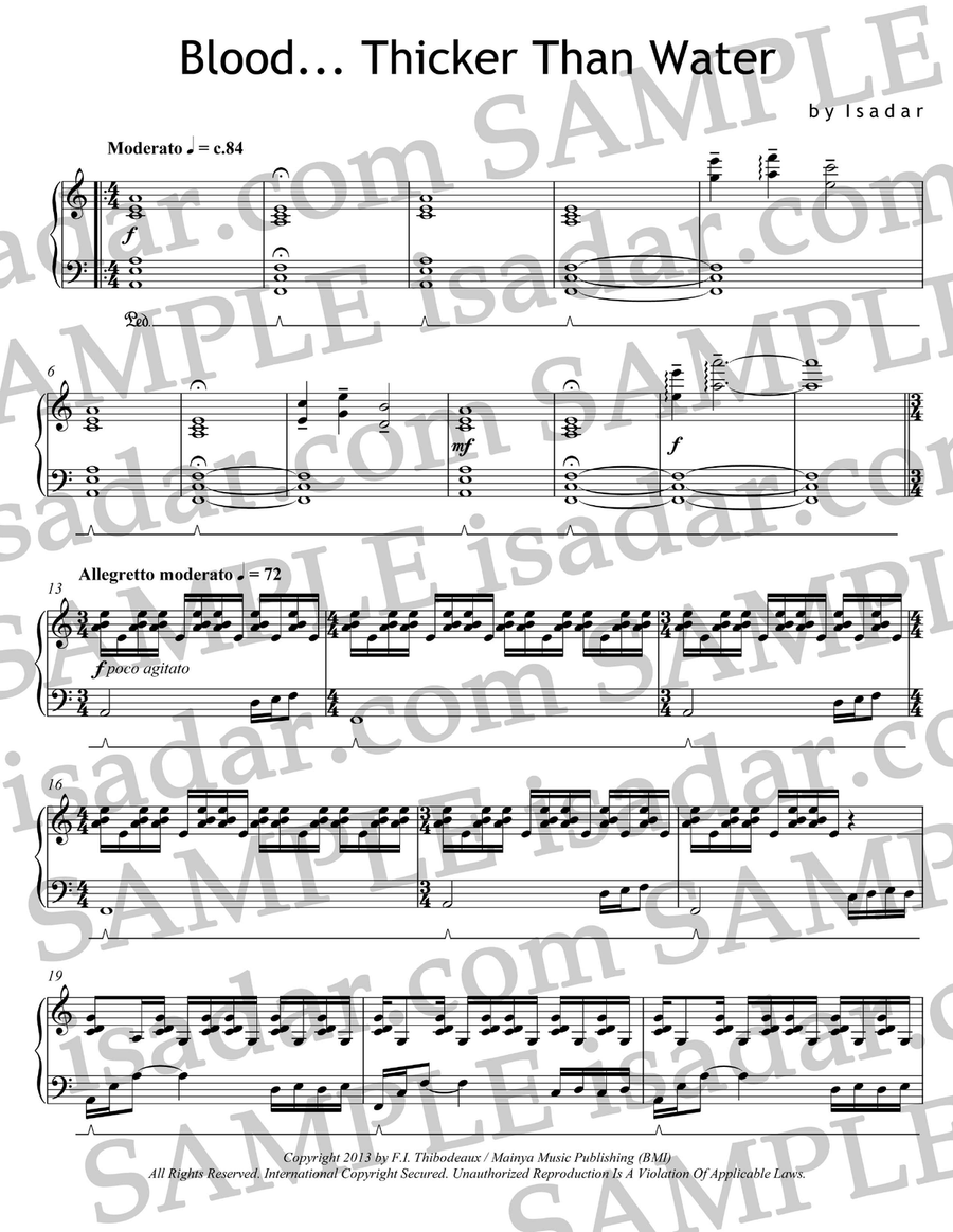 Blood... Thicker Than Water Piano Solo scores gallery preview page 3