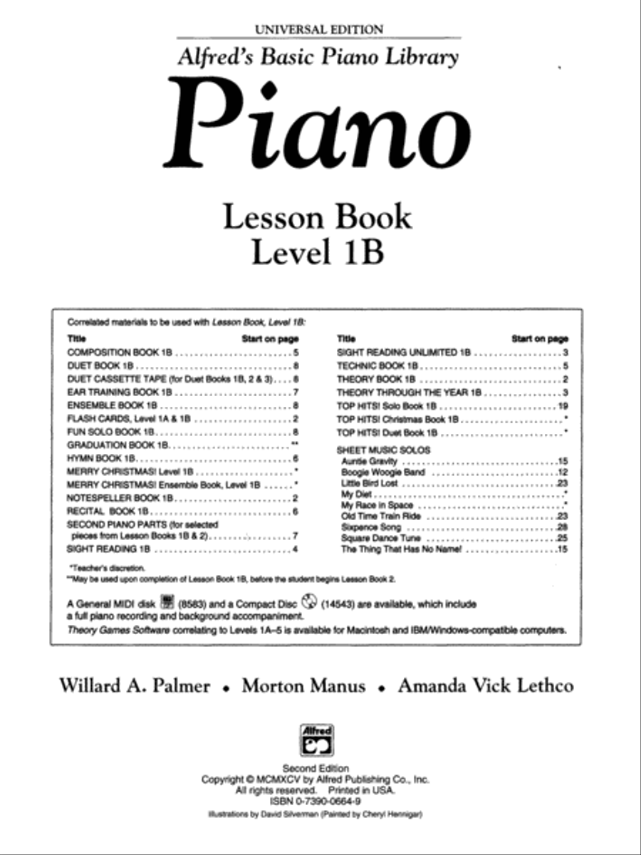 Alfred's Basic Piano Course Lesson Book, Level 1B Piano Method scores gallery preview page 2
