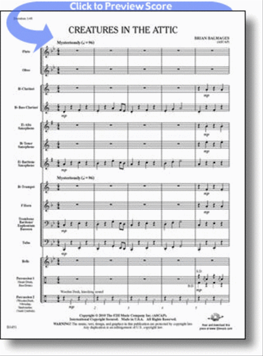 Creatures in the Attic Concert Band scores gallery preview page 1