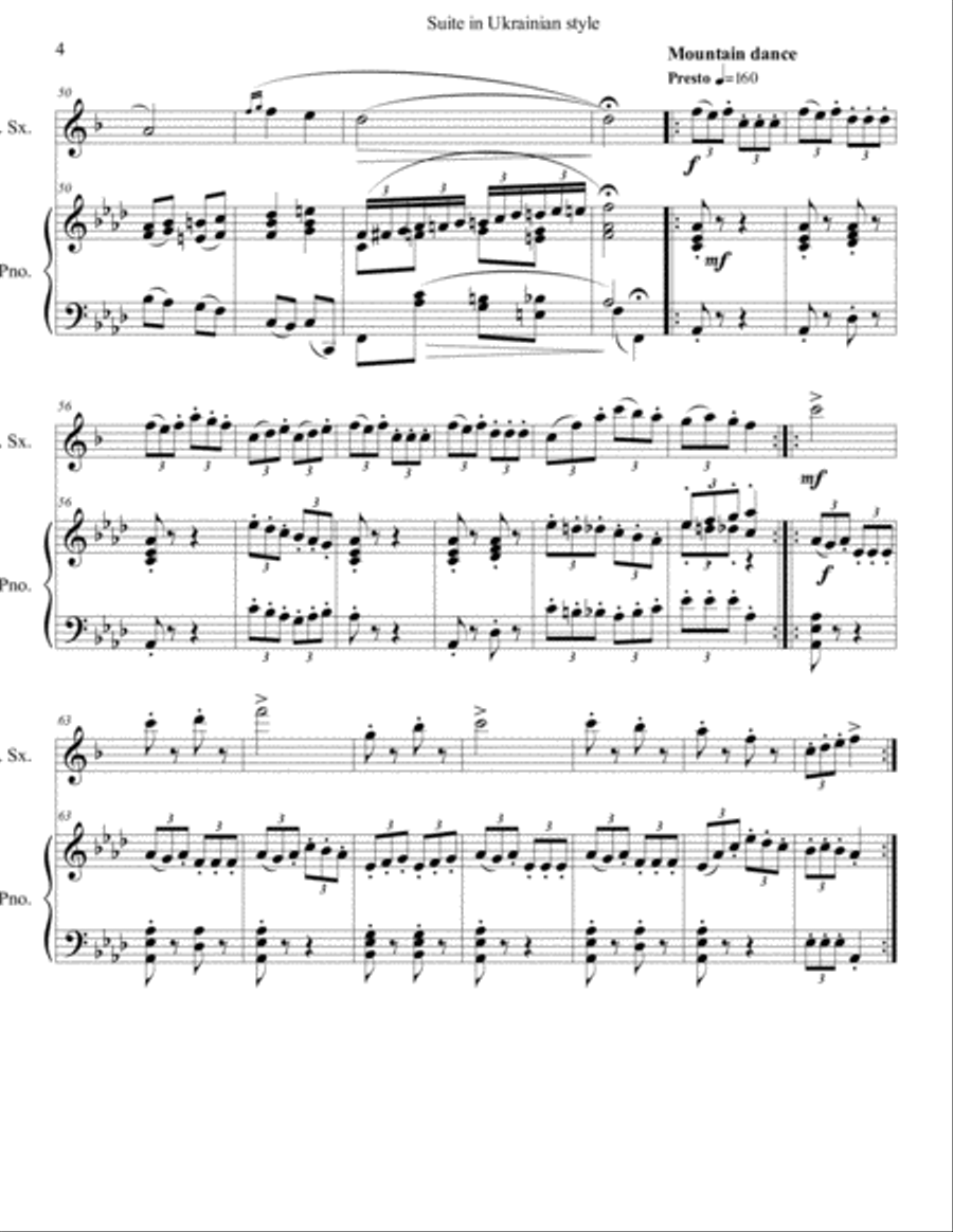 Suite in Ukrainian style,for saxo-alto and piano Alto Saxophone scores gallery preview page 4