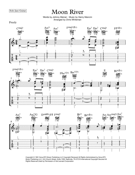 Moon River - Jazz Guitar Chord Melody
