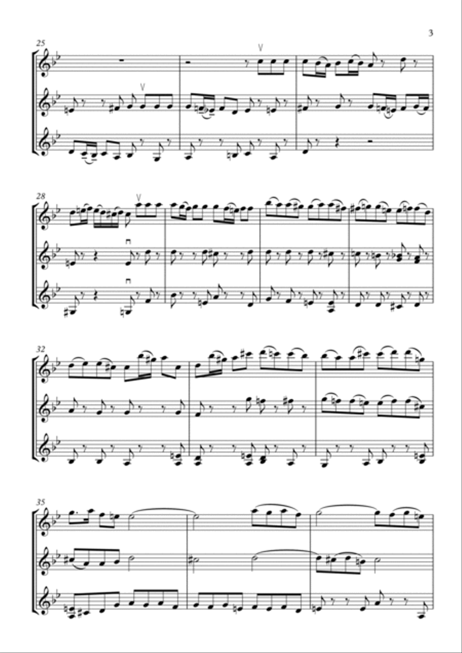 Fugue in G minor (from 3 Sonatas and 3 Partitas for Solo Violin) (BWV 1001) - arranged for 3 violins String Trio scores gallery preview page 3