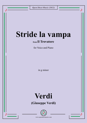 Verdi-Stride la vampa,from 'Il Trovatore',in g minor,for Voice and Piano