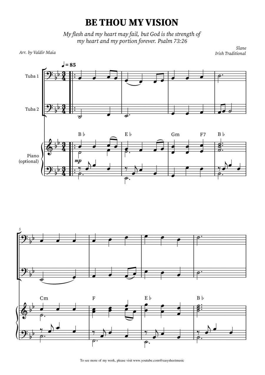 Be Thou My Vision - Tuba Duet with Optional Piano Accompaniment Brass Duet scores gallery preview page 1