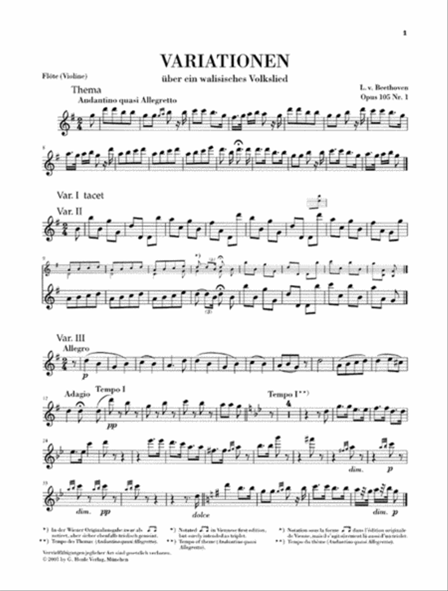 Variations on Folk Songs, Op. 105 and 107 Flute Solo scores gallery preview page 4
