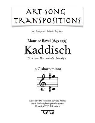 Book cover for RAVEL: Kaddisch (transposed to C-sharp minor)