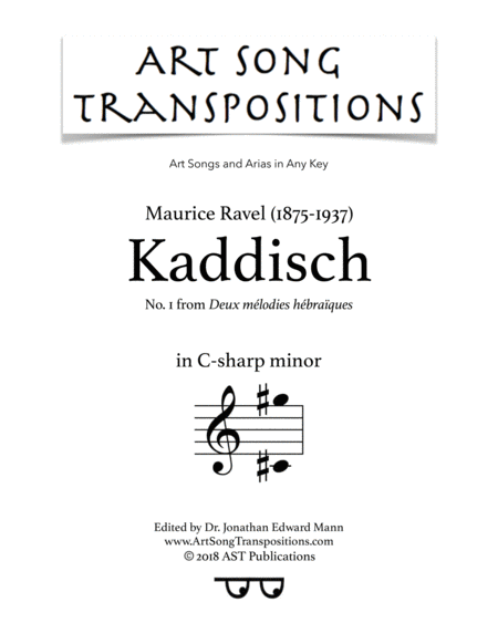 RAVEL: Kaddisch (transposed to C-sharp minor)