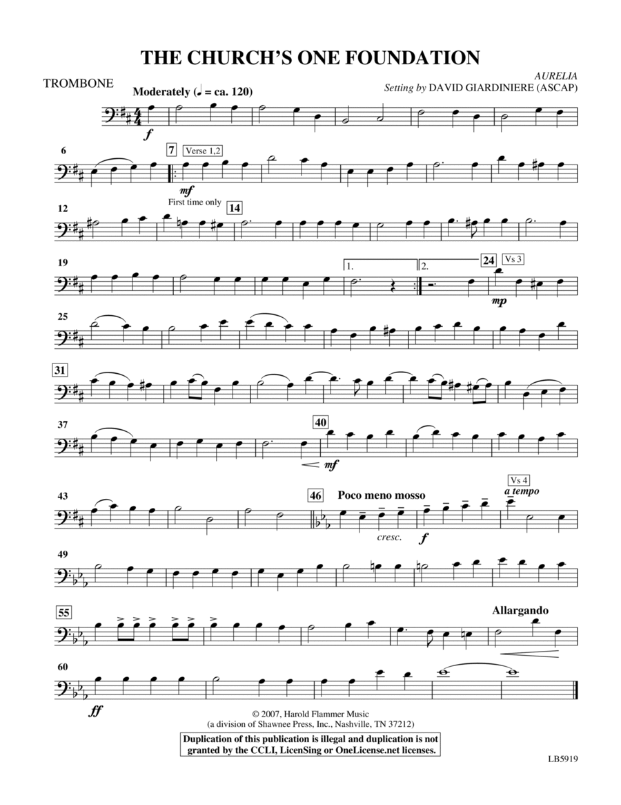 The Church's One Foundation (arr. David Giardiniere) - Trombone Choir scores gallery preview page 1