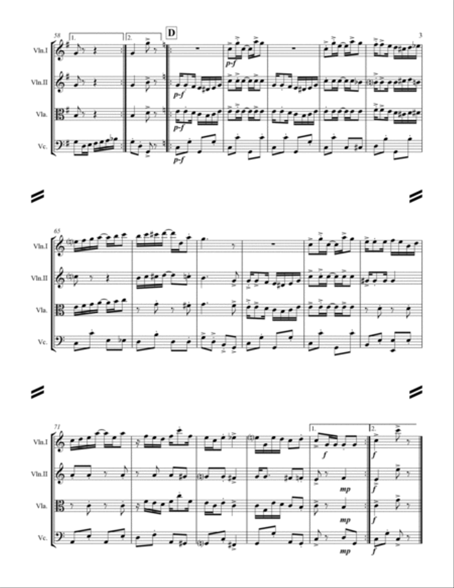 Joplin - “The Cascades” (for String Quartet) String Quartet scores gallery preview page 4