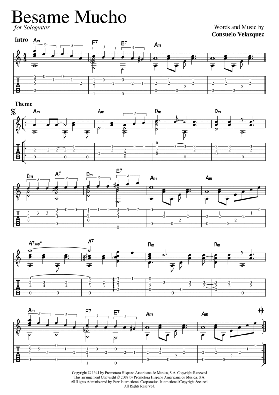 Bésame Mucho Electric Guitar scores gallery preview page 1