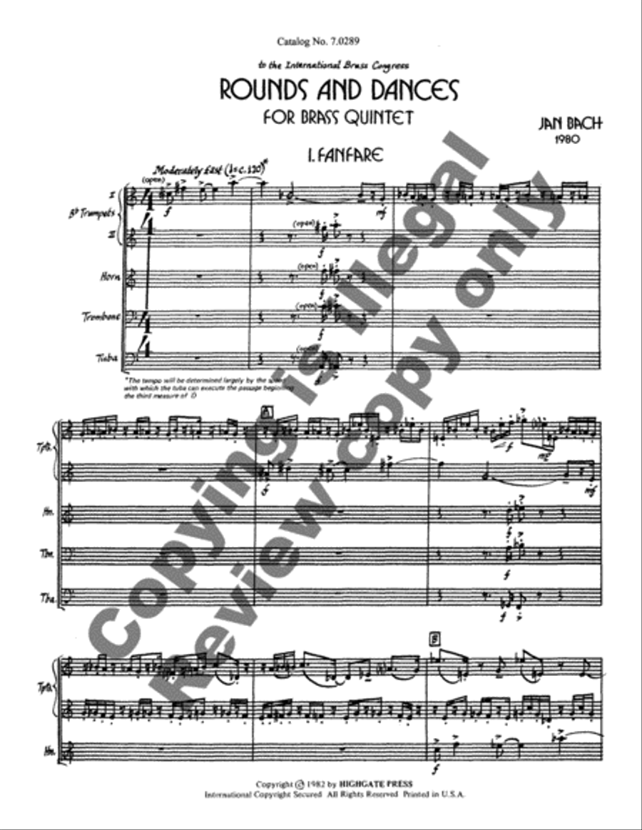 Rounds & Dances (Brass Score) Brass Quintet scores gallery preview page 3
