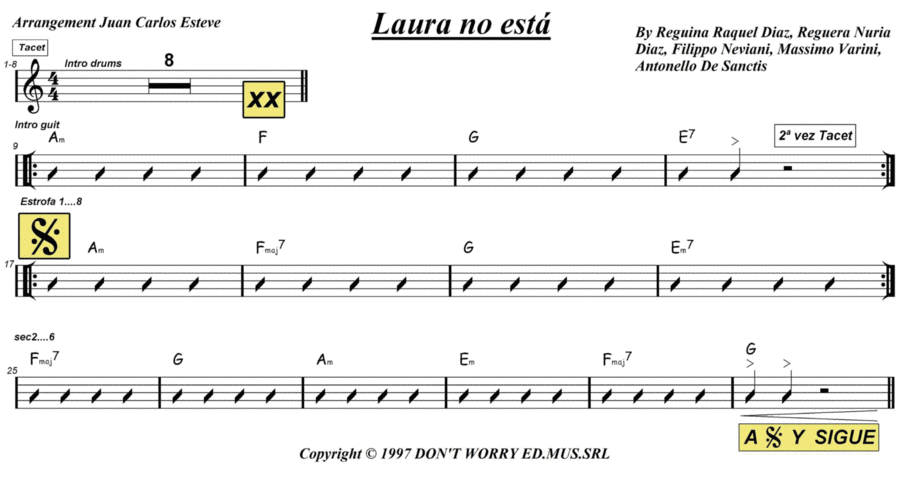 Laura No Esta Easy Piano scores gallery preview page 1