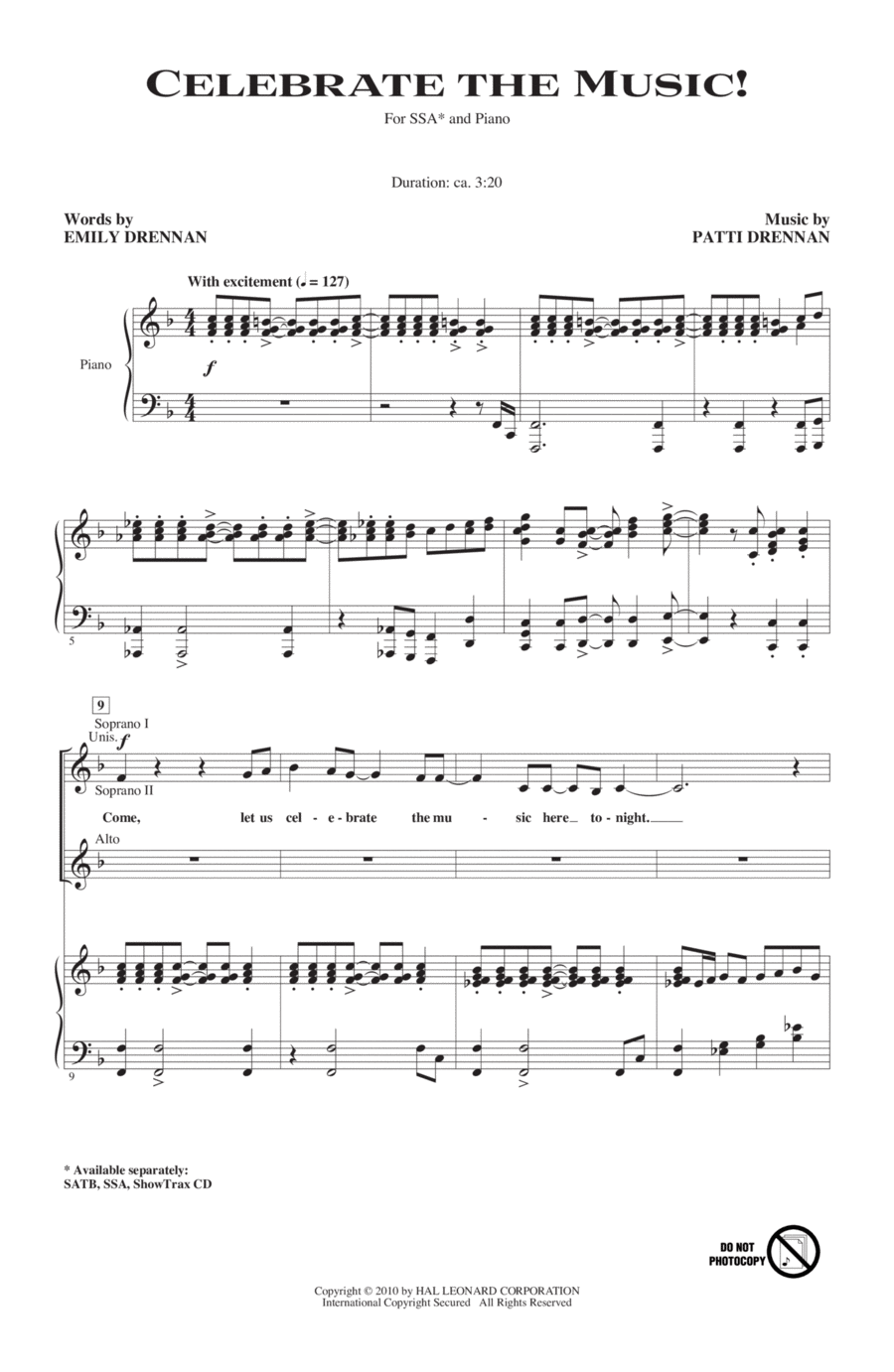 Celebrate The Music! SSA scores gallery preview page 1