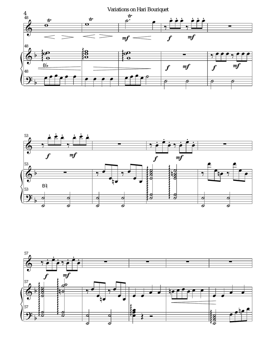 Variations on Hari Bouriquet for cor anglais and harp English Horn scores gallery preview page 4