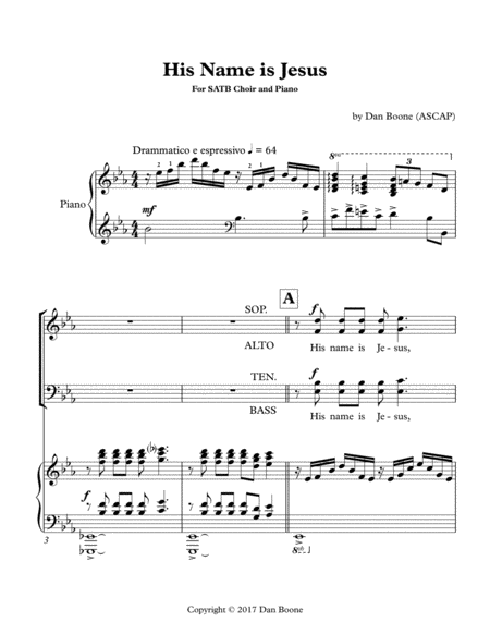 His Name Is Jesus (SATB, Piano) image number null