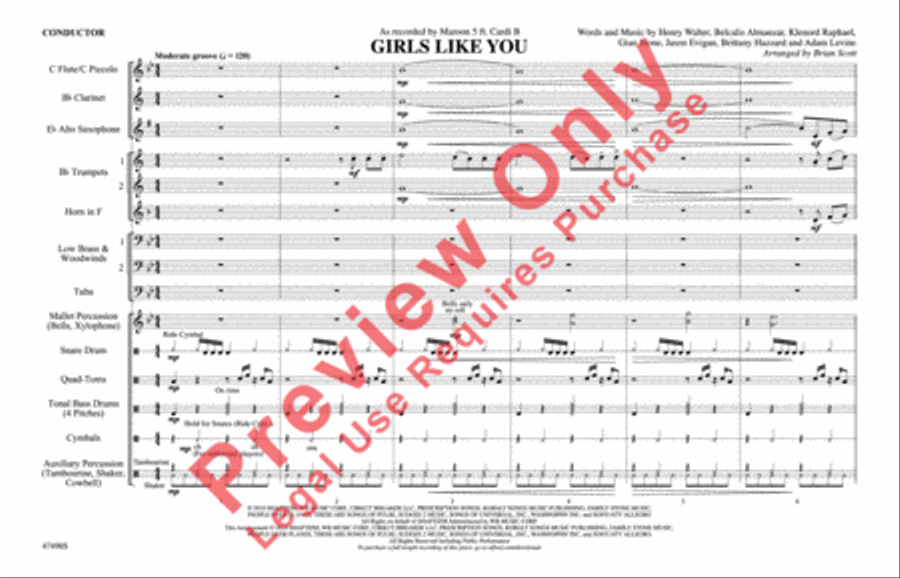 Girls Like You Marching Band scores gallery preview page 2
