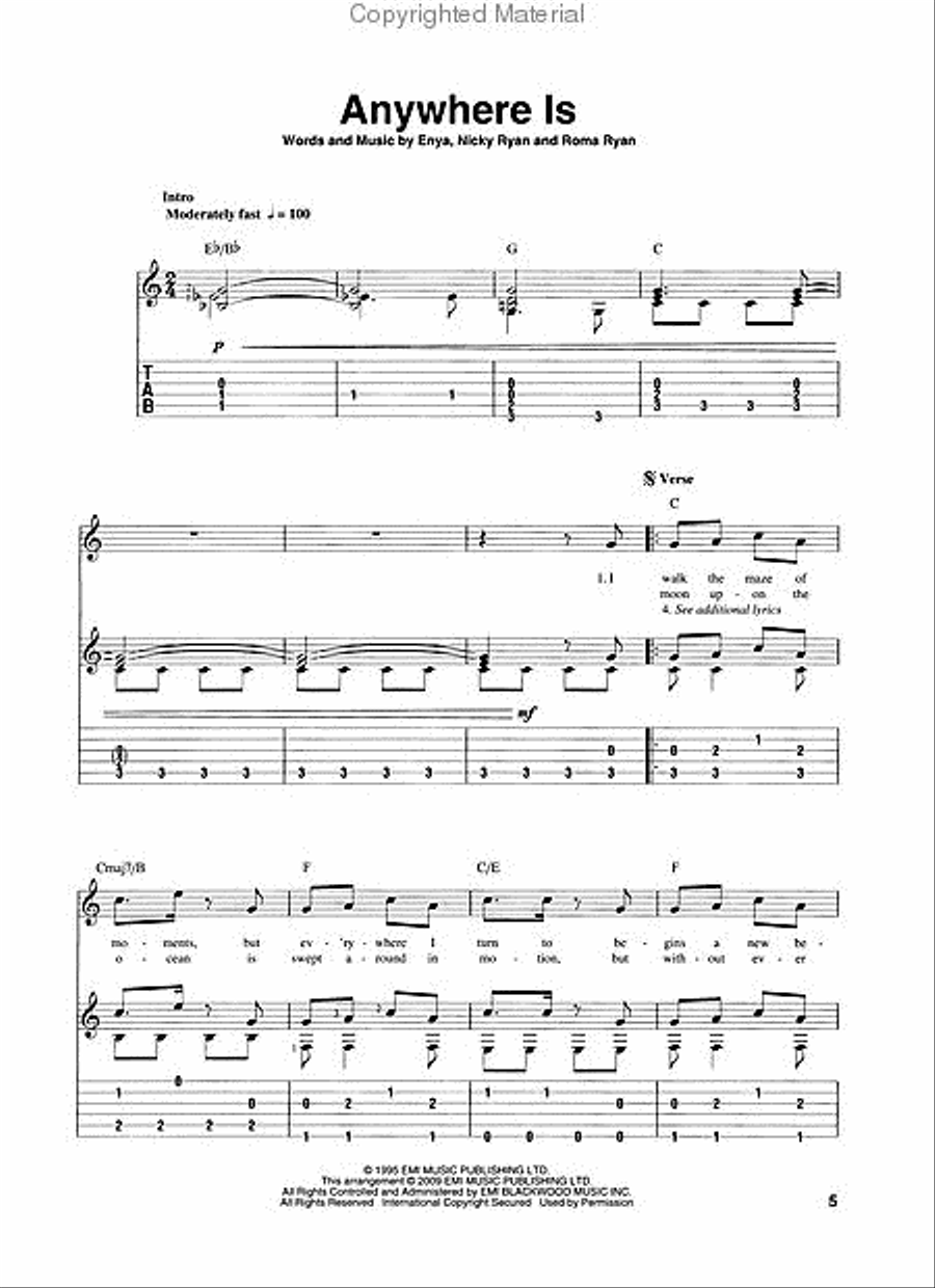 Fingerpicking Enya Electric Guitar scores gallery preview page 2