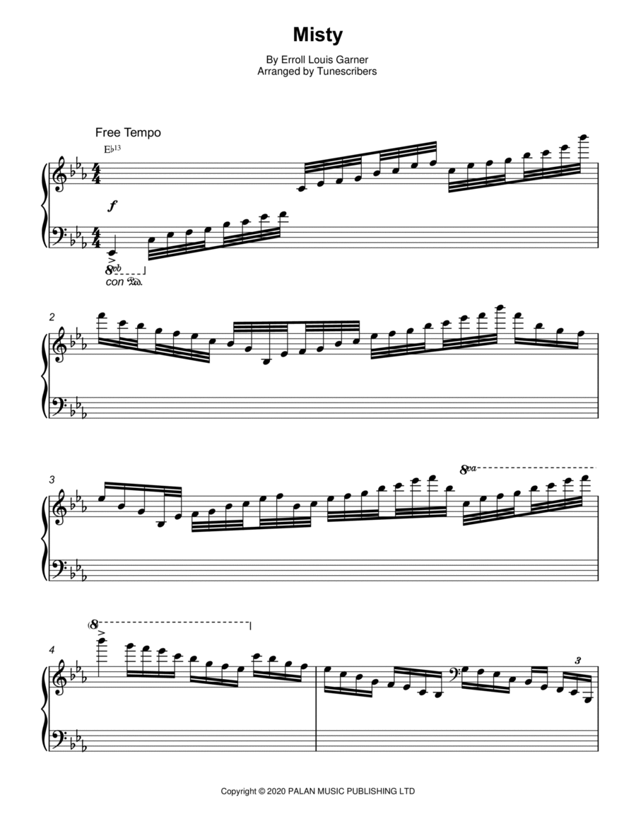 Misty Piano Solo scores gallery preview page 1