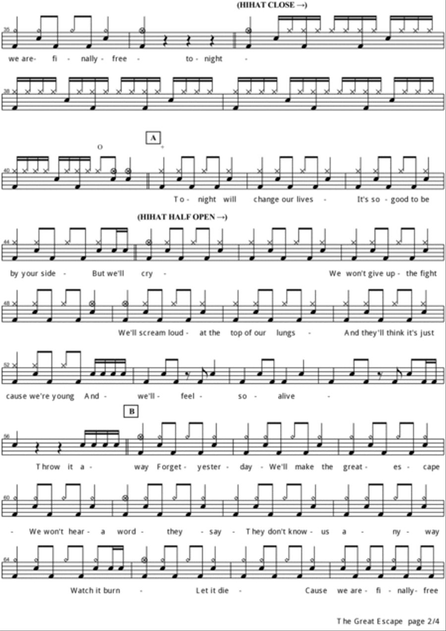 The Great Escape Drum Set scores gallery preview page 2
