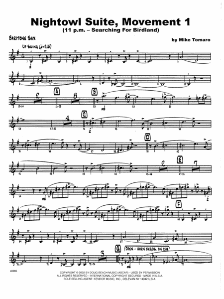 Nightowl Suite, Mvt. 1 - Eb Baritone Saxophone