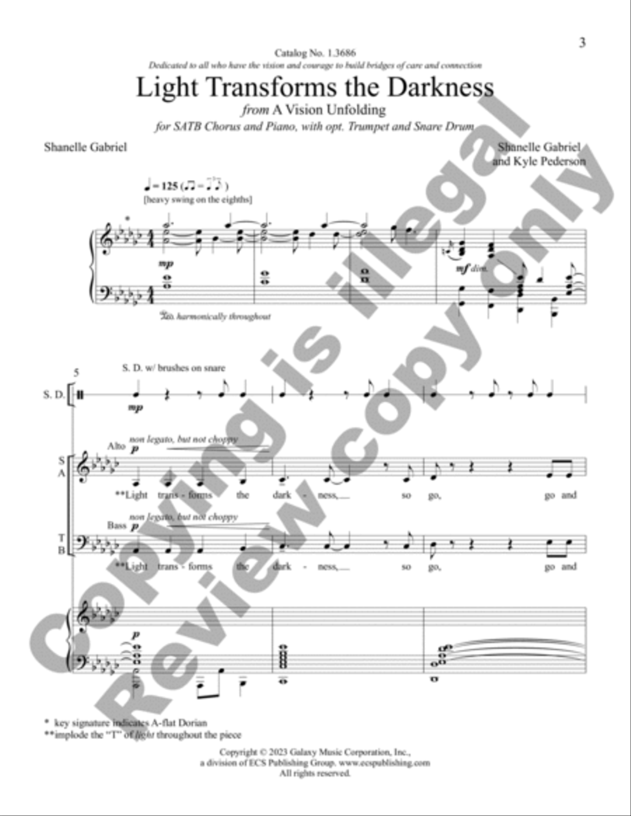 Light Transforms the Darkness (Choral Score)