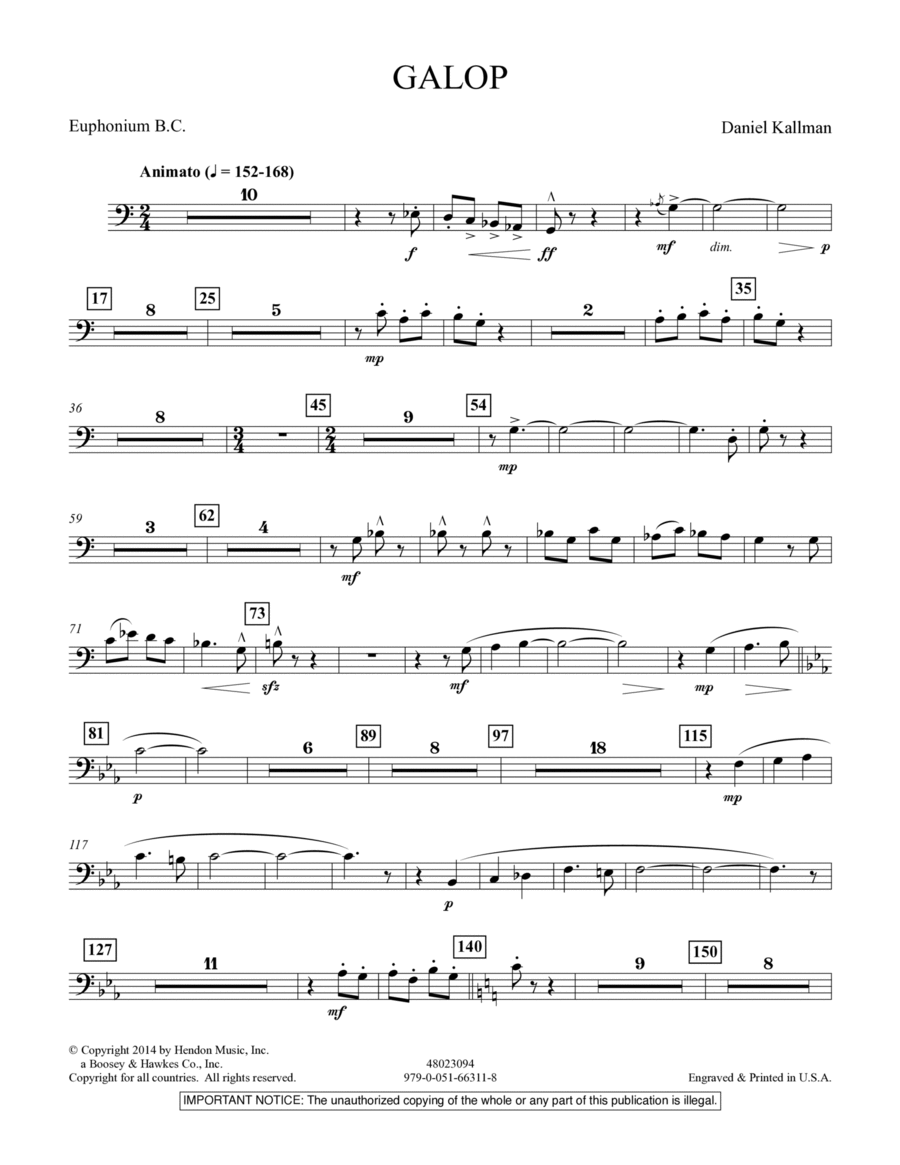 Galop - Euphonium in Bass Clef Concert Band scores gallery preview page 1