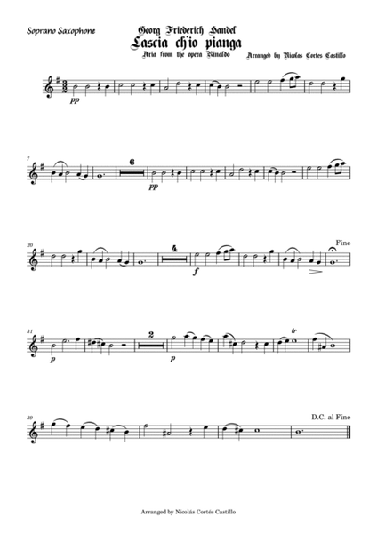 Handel - Lascia ch'io pianga - Saxophone Quintet image number null