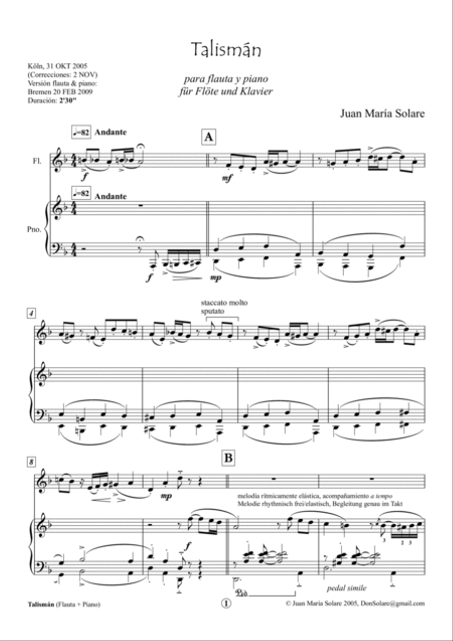 Talismán [flute & piano] Flute Duet scores gallery preview page 2