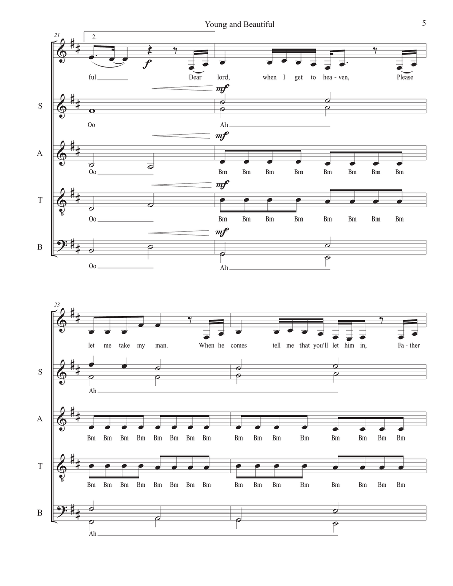 Young And Beautiful 4-Part scores gallery preview page 5