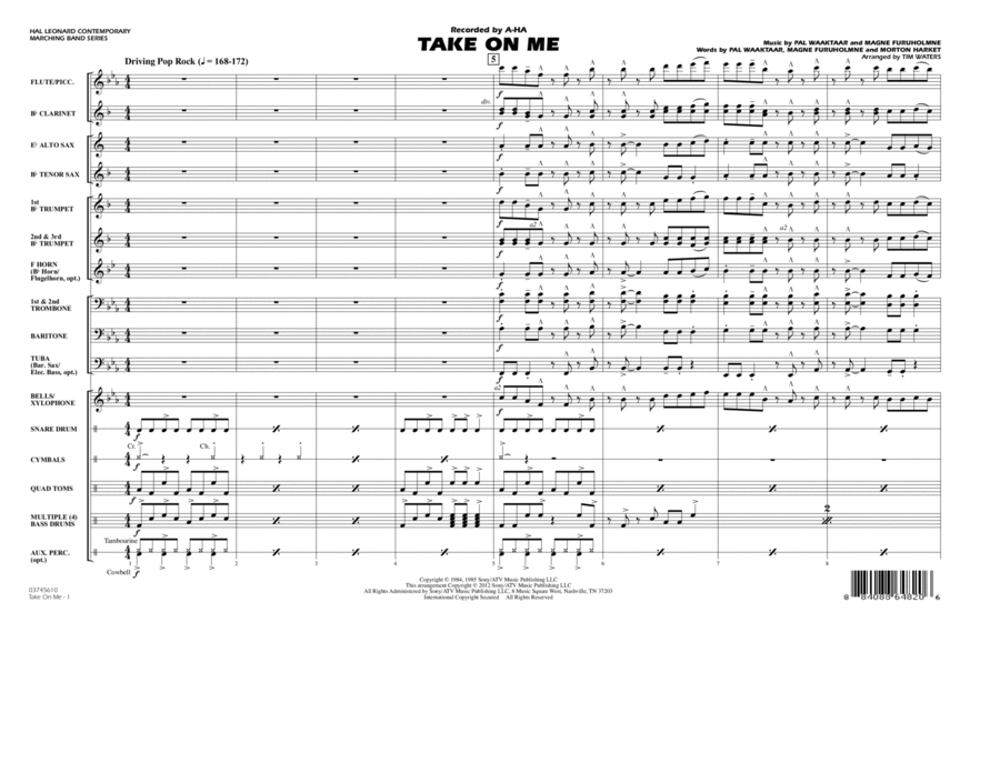Take On Me - Full Score Marching Band scores gallery preview page 1