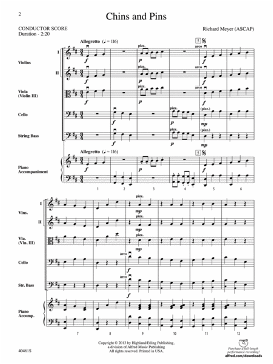 Chins and Pins: Score Chins and Pins: Score String Orchestra scores gallery preview page 2
